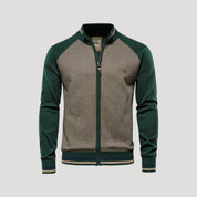 Men’s Zip Knit Jacket – Contrast Sleeves – Casual Layering Piece