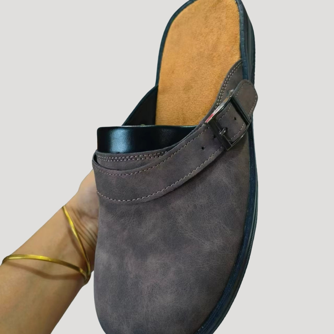 Leather Clogs – Adjustable Buckle – Casual Comfort Slip-On