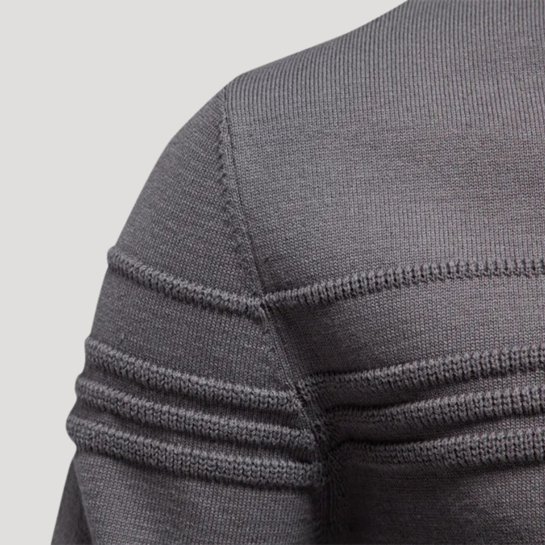 Men’s Crew Neck Knit Sweater – Textured Detail – Casual Smart Look