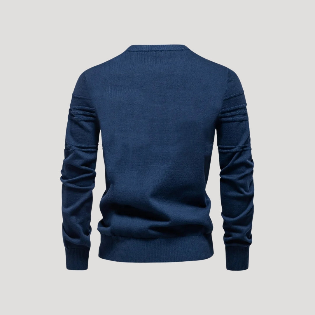 Men’s Crew Neck Knit Sweater – Textured Detail – Casual Smart Look