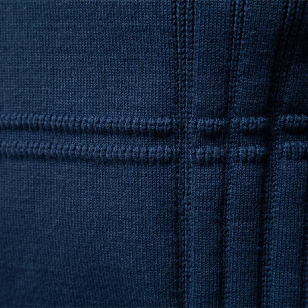 Men’s Crew Neck Knit Sweater – Textured Detail – Casual Smart Look