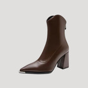 Ankle Boots – Sleek Leather Look – Block Heel for Day to Night