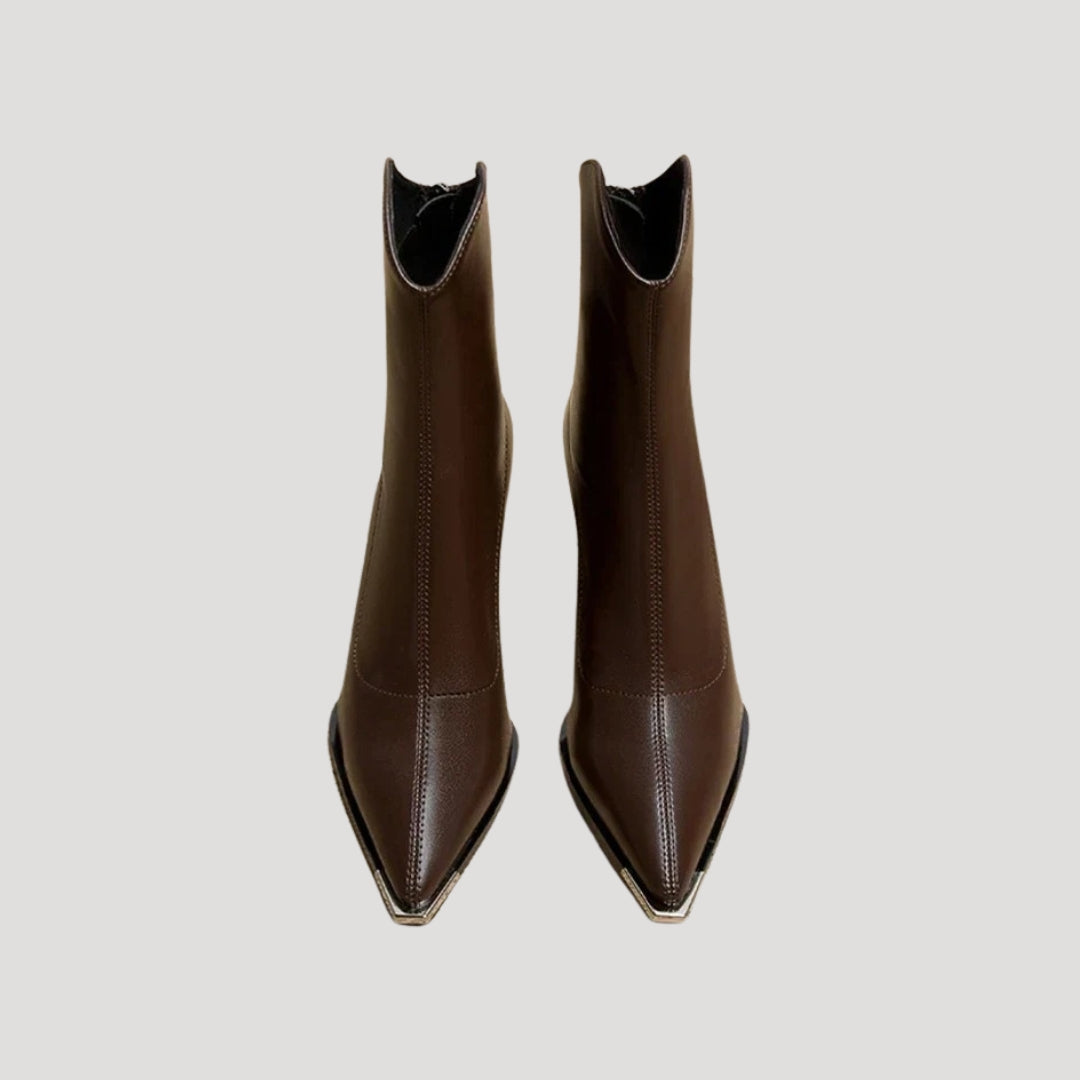 Ankle Boots – Sleek Leather Look – Block Heel for Day to Night