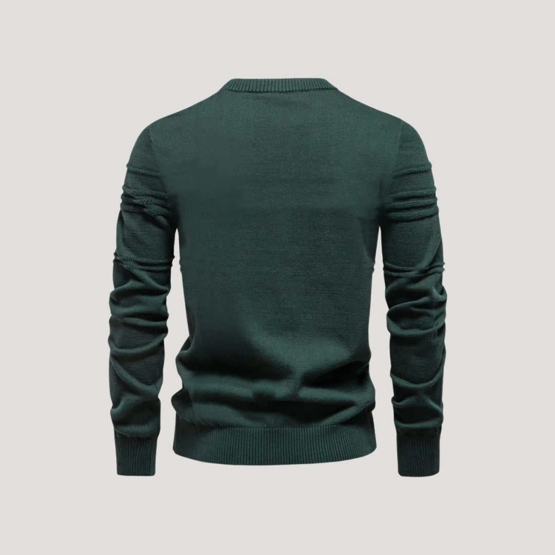 Men’s Crew Neck Knit Sweater – Textured Detail – Casual Smart Look
