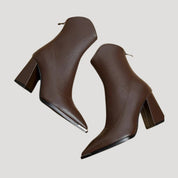 Ankle Boots – Sleek Leather Look – Block Heel for Day to Night