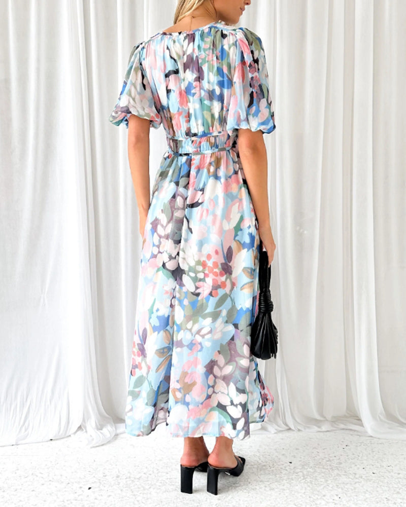 Maxi Dress – Soft Floral Print – Elegant Daywear