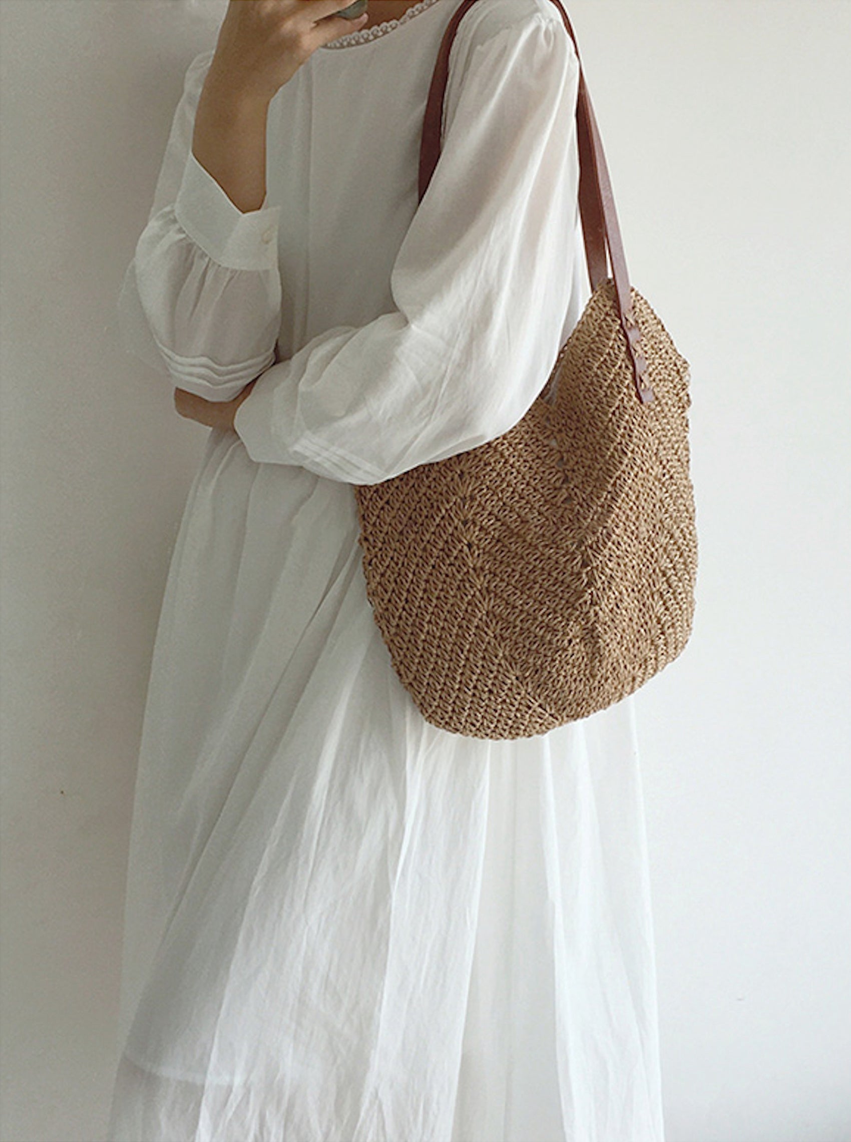 Straw Tote Bag – Woven Design – Boho Beach Style
