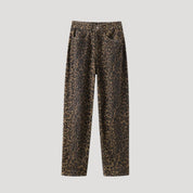 Straight Leg Jeans – Leopard Print – Edgy Casual Style