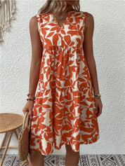 Sleeveless Dress – Leaf Print – Relaxed Summer Fit