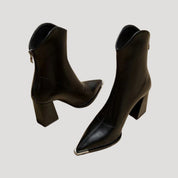 Ankle Boots – Sleek Leather Look – Block Heel for Day to Night