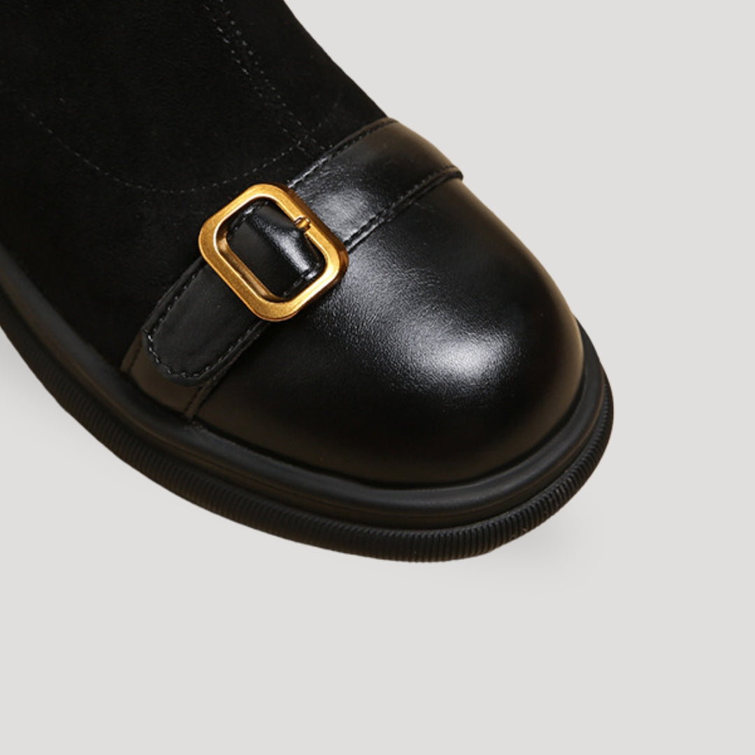 Ankle Boots – Faux Suede & Buckle Detail