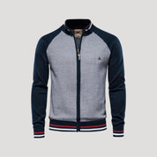 Men’s Zip Knit Jacket – Contrast Sleeves – Casual Layering Piece