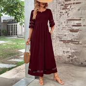Maxi Dress – Sheer Panel Sleeves – Elegant Casual Look