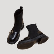 Ankle Boots – Faux Suede & Buckle Detail