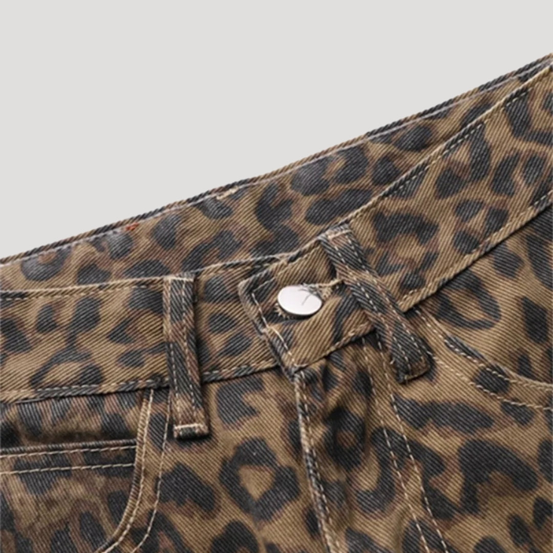 Straight Leg Jeans – Leopard Print – Edgy Casual Style