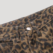 Straight Leg Jeans – Leopard Print – Edgy Casual Style