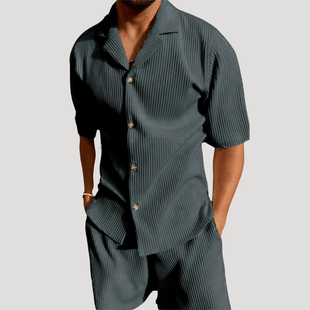 Men’s Co-ord Set – Ribbed Texture – Casual Summer Style