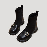 Ankle Boots – Faux Suede & Buckle Detail