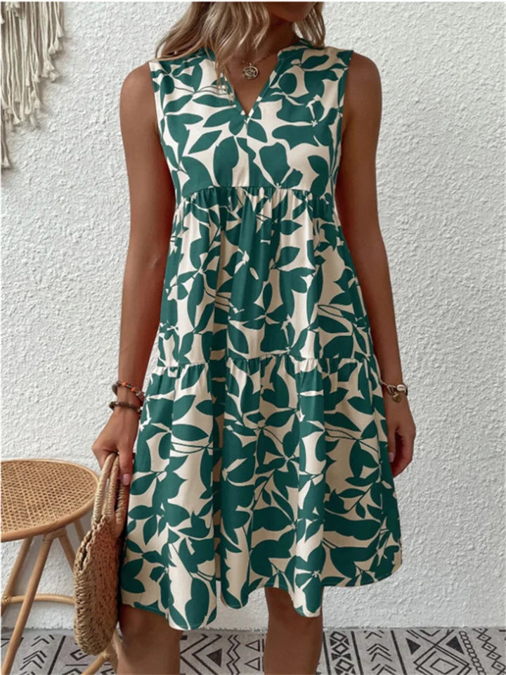Sleeveless Dress – Leaf Print – Relaxed Summer Fit
