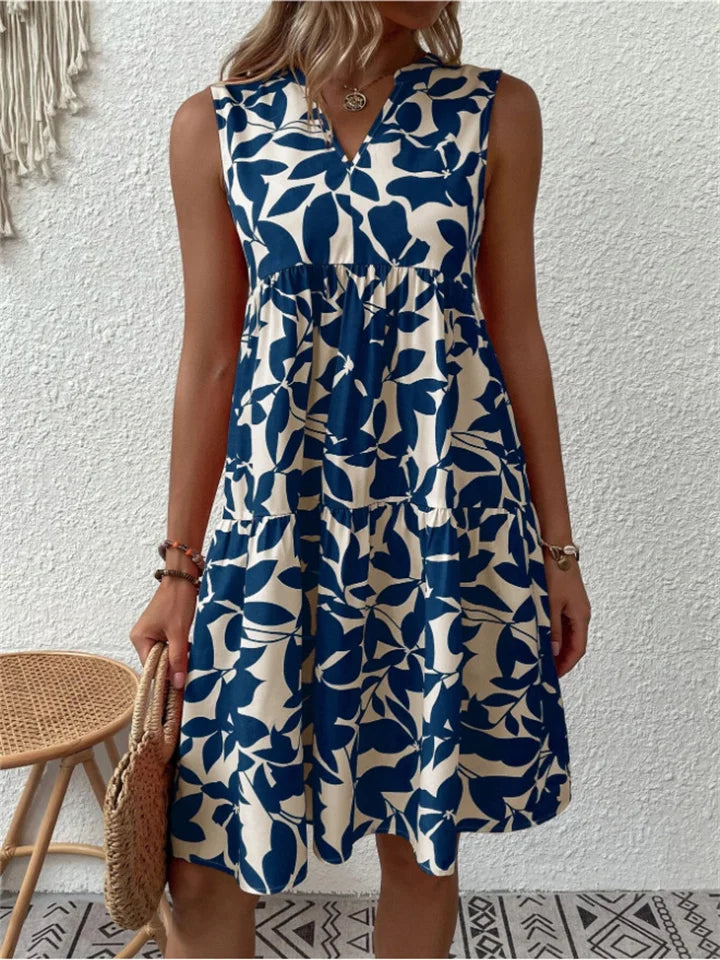 Sleeveless Dress – Leaf Print – Relaxed Summer Fit