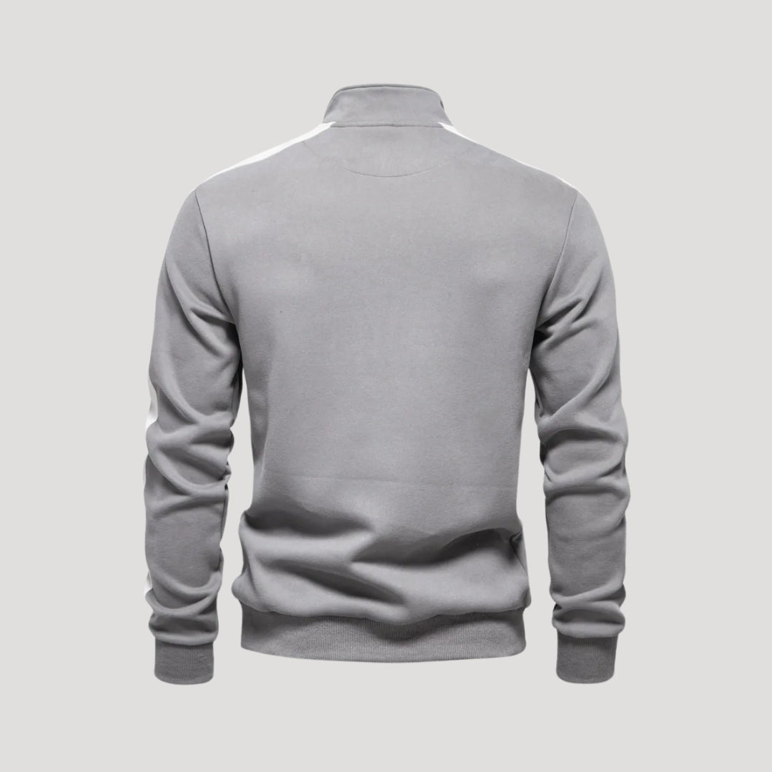 Men’s Quarter Zip Sweatshirt – Athletic Fit – Contrast Sleeve Detail