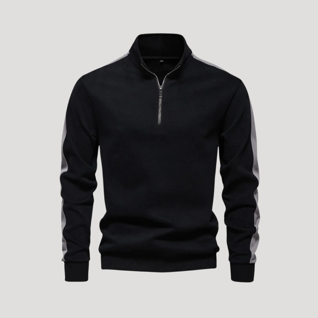 Men’s Quarter Zip Sweatshirt – Athletic Fit – Contrast Sleeve Detail
