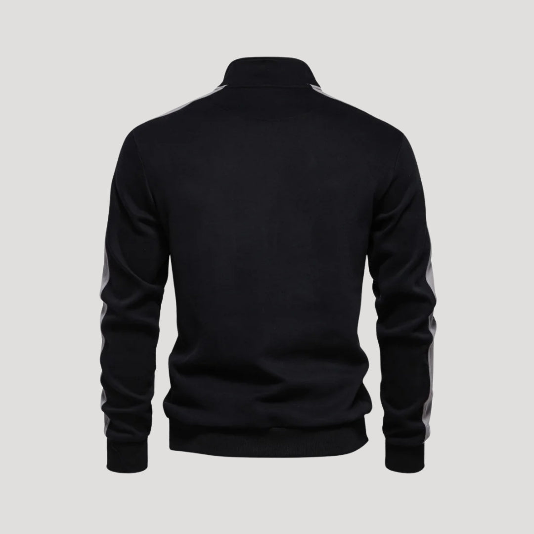 Men’s Quarter Zip Sweatshirt – Athletic Fit – Contrast Sleeve Detail