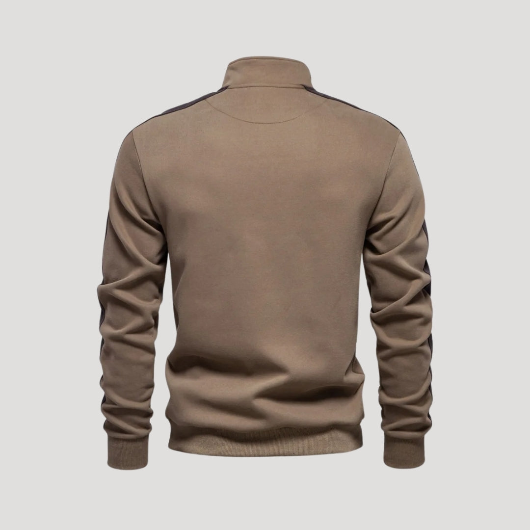 Men’s Quarter Zip Sweatshirt – Athletic Fit – Contrast Sleeve Detail
