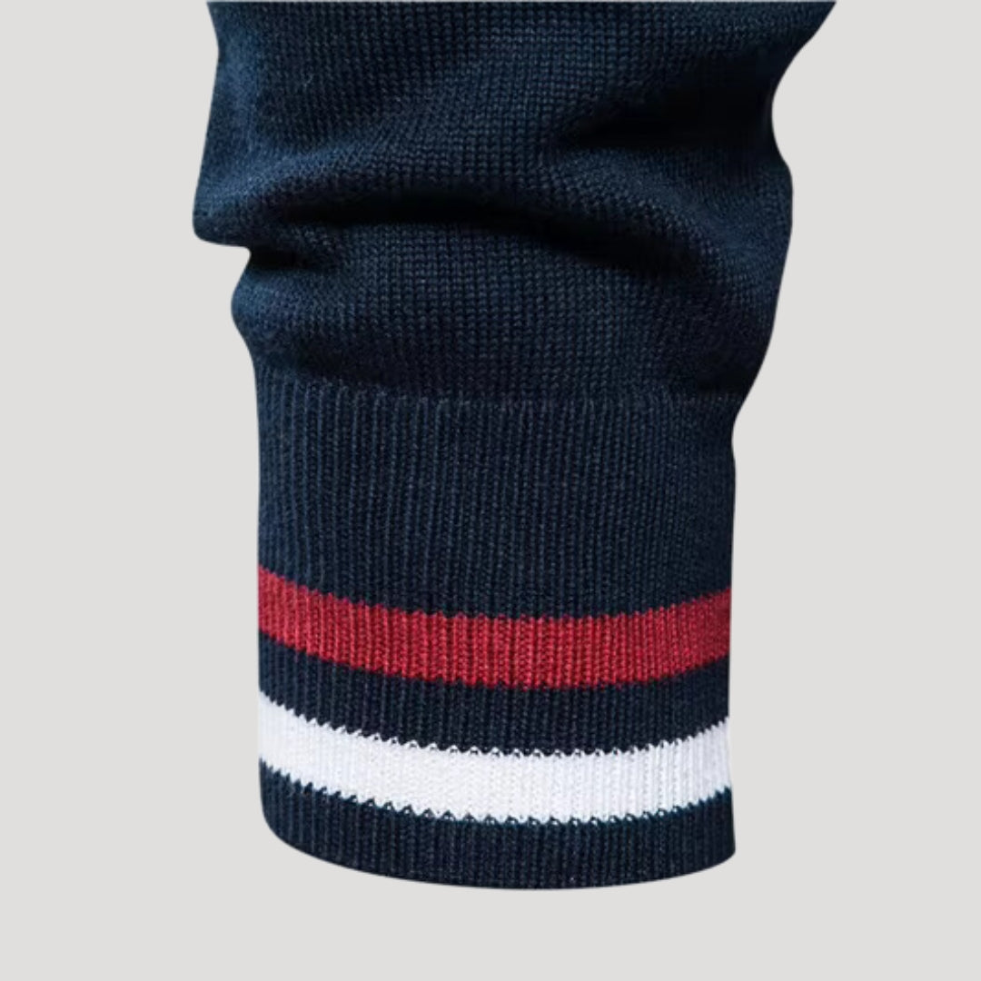 Men’s Zip Knit Jacket – Contrast Sleeves – Casual Layering Piece