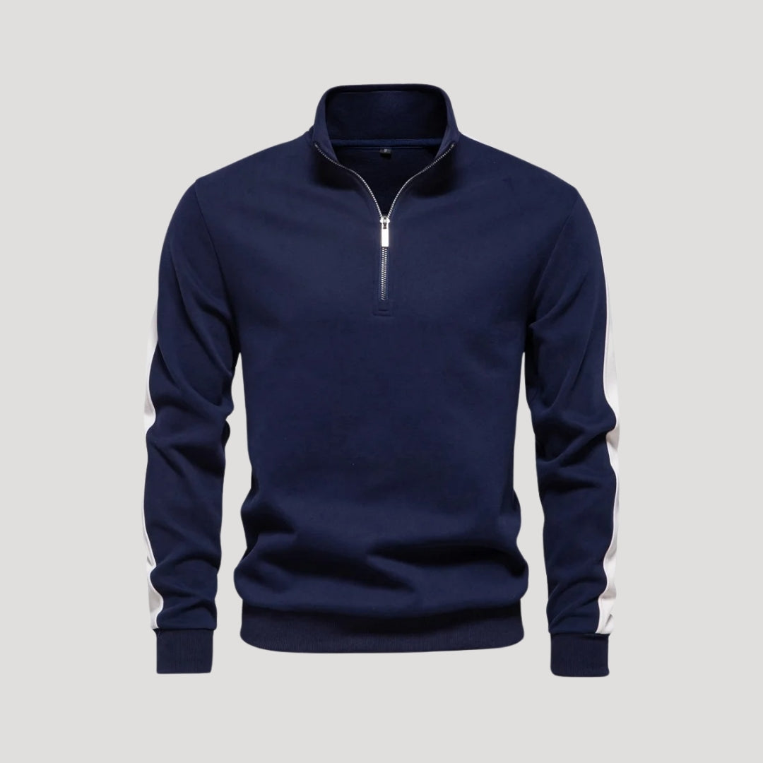 Men’s Quarter Zip Sweatshirt – Athletic Fit – Contrast Sleeve Detail