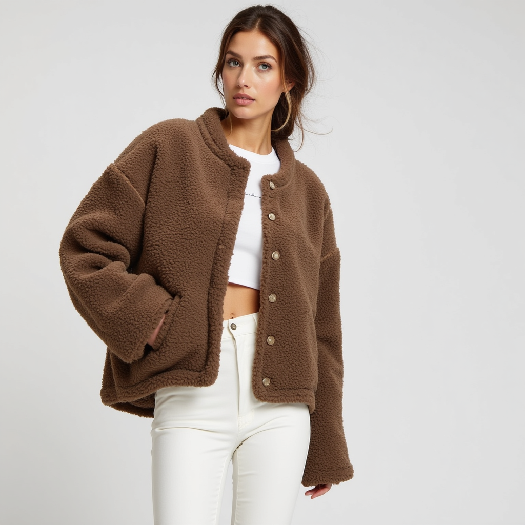 Fleece button jacket