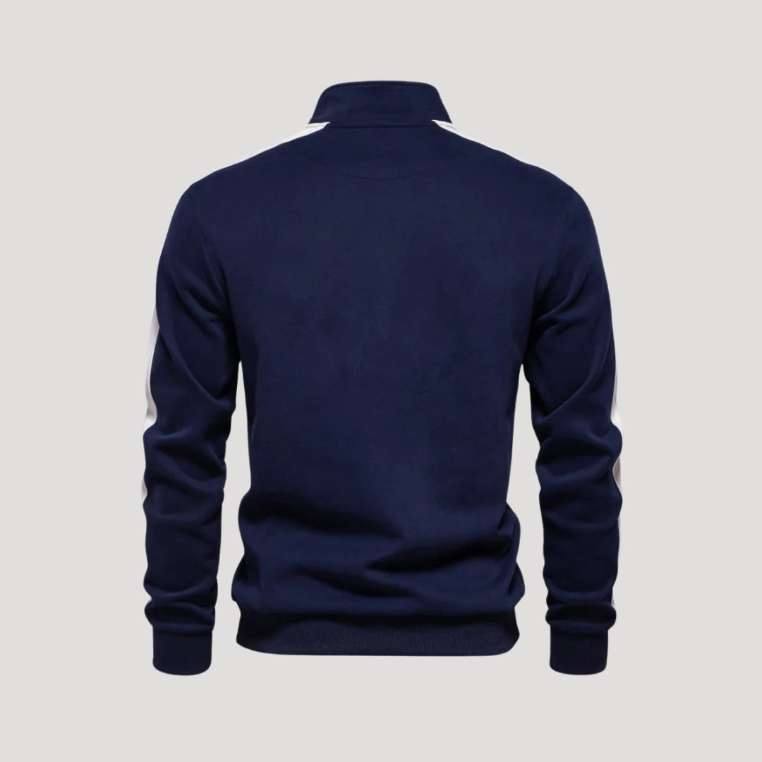 Men’s Quarter Zip Sweatshirt – Athletic Fit – Contrast Sleeve Detail