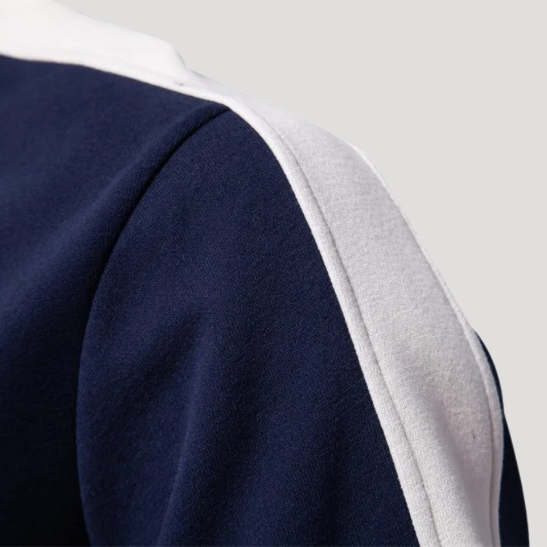 Men’s Quarter Zip Sweatshirt – Athletic Fit – Contrast Sleeve Detail