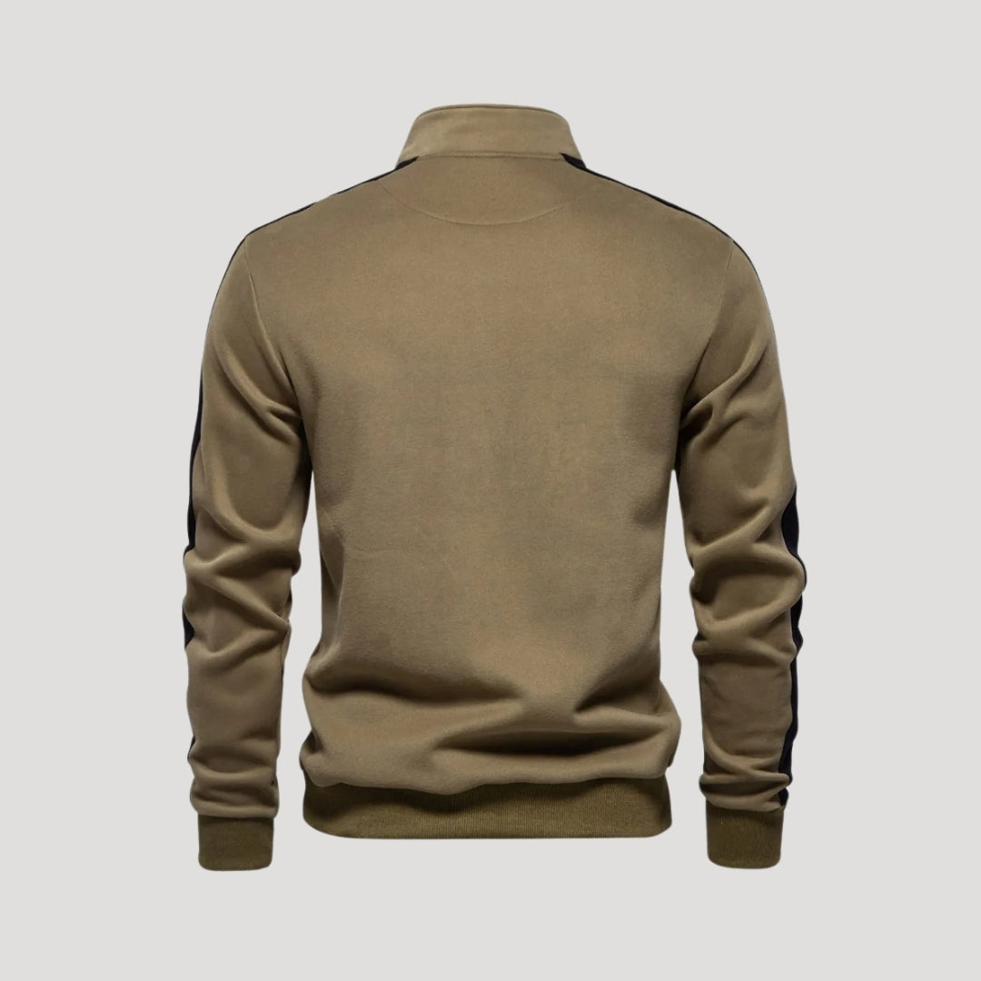 Men’s Quarter Zip Sweatshirt – Athletic Fit – Contrast Sleeve Detail