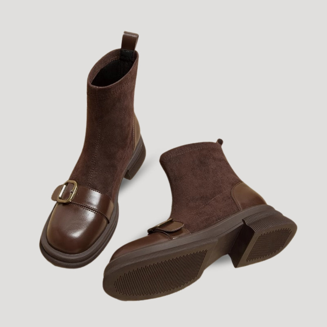 Ankle Boots – Faux Suede & Buckle Detail