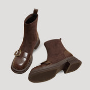 Ankle Boots – Faux Suede & Buckle Detail