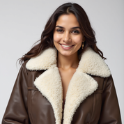 Shearling collar winter coat