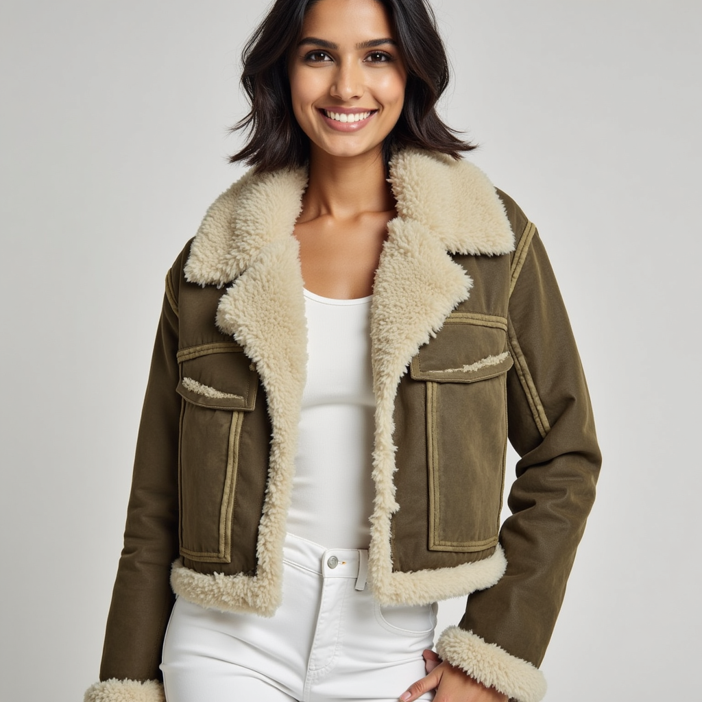 Cropped shearling jacket