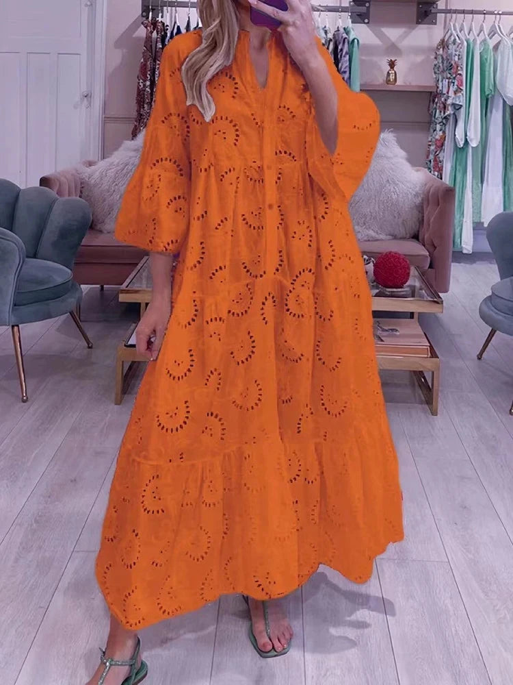 A-Line Maxi Dress – Flare Sleeves – Elegant Dance Wear 11