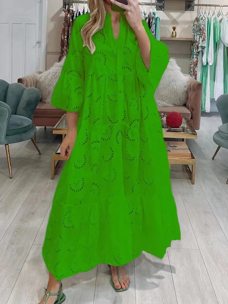 A-Line Maxi Dress – Flare Sleeves – Elegant Dance Wear 4