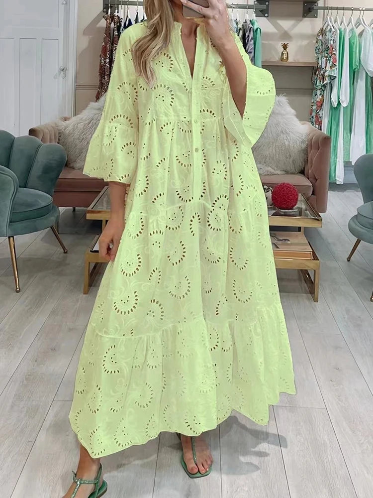 A-Line Maxi Dress – Flare Sleeves – Elegant Dance Wear 6