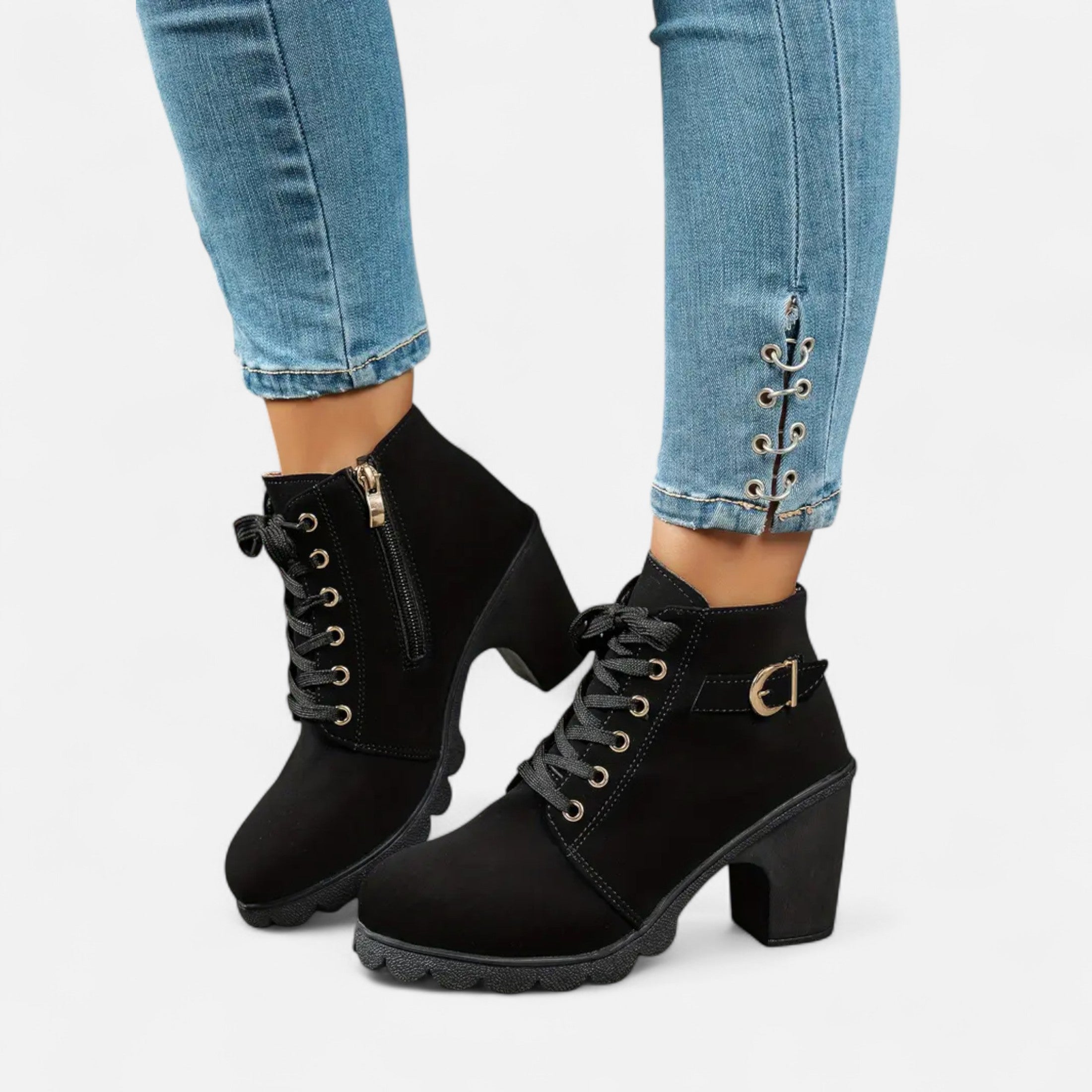 Black Ankle Boots – Block Heel – Chic Urban Style for Women 9
