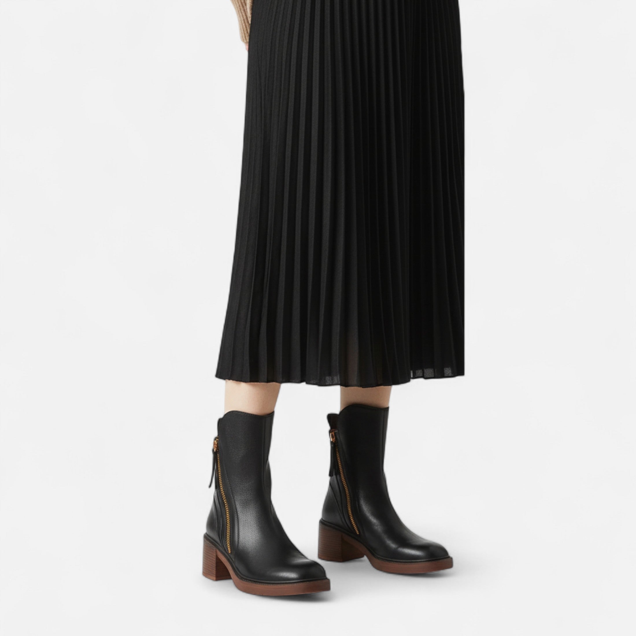 Black Ankle Boots – Zipper Closure – Chic Winter Footwear 1