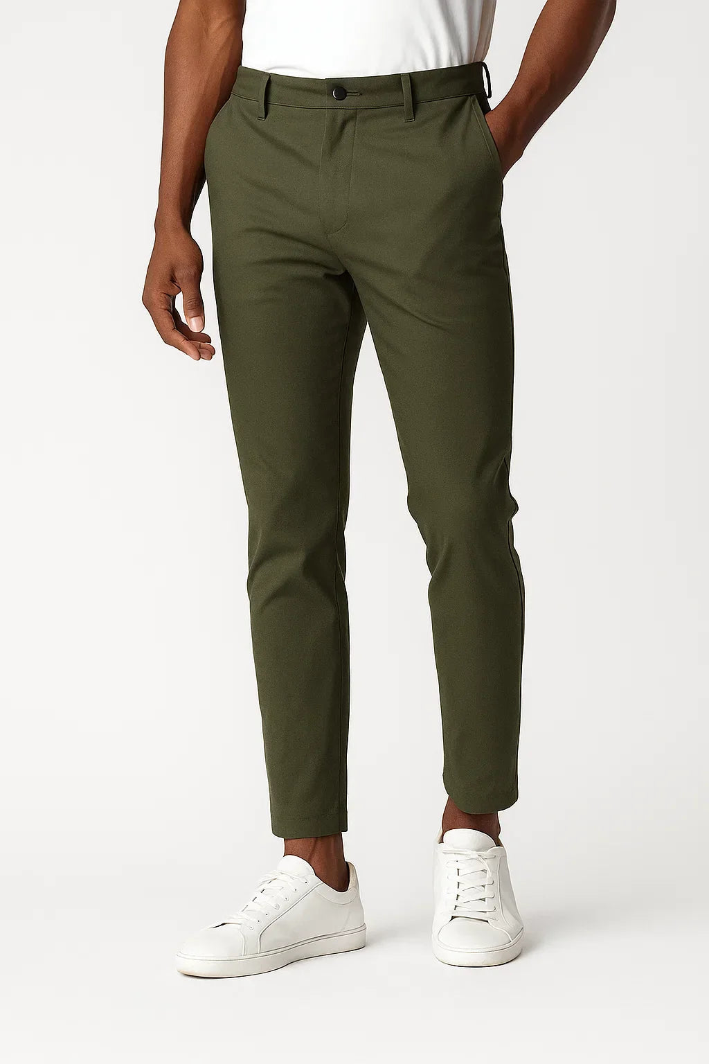Bottom – Mens – Spring & Summer – Men's Chino Pants in Khaki Elastic Fabric Modern Fit – Montford Co 5