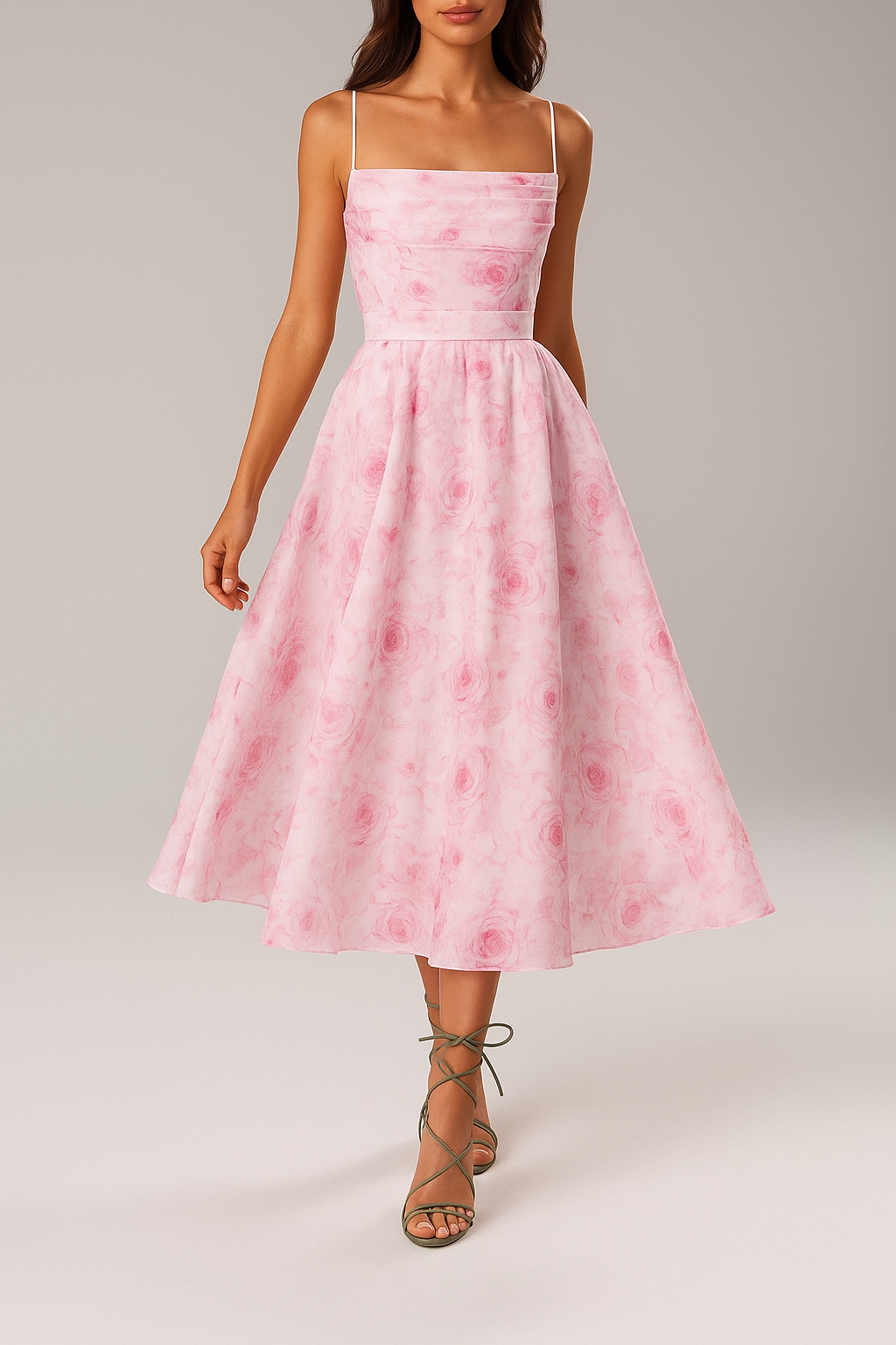 Midi Dress – Floral Print – Elegant Garden Style