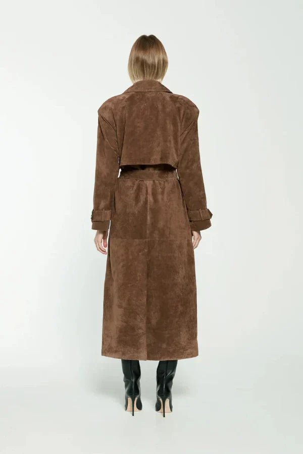 Chic Black Vegan Leather Maxi Trench Coat for Women with Belted Waist - Sustainable Autumn and Winter Fashion 2