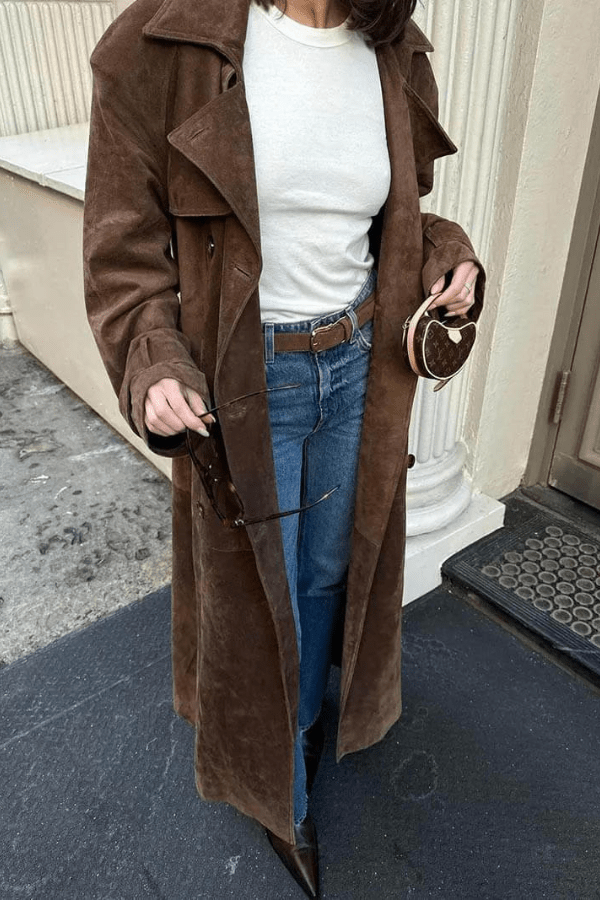 Chic Black Vegan Leather Maxi Trench Coat for Women with Belted Waist - Sustainable Autumn and Winter Fashion 6