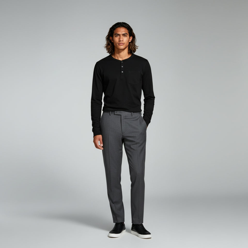 Slim Fit Henley Shirt – Effortless Style for Casual Outings - 1