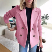 Classic Oversized Black Blazer for Women with Double-Breasted Design and Ribbed Knit Sleeves 2