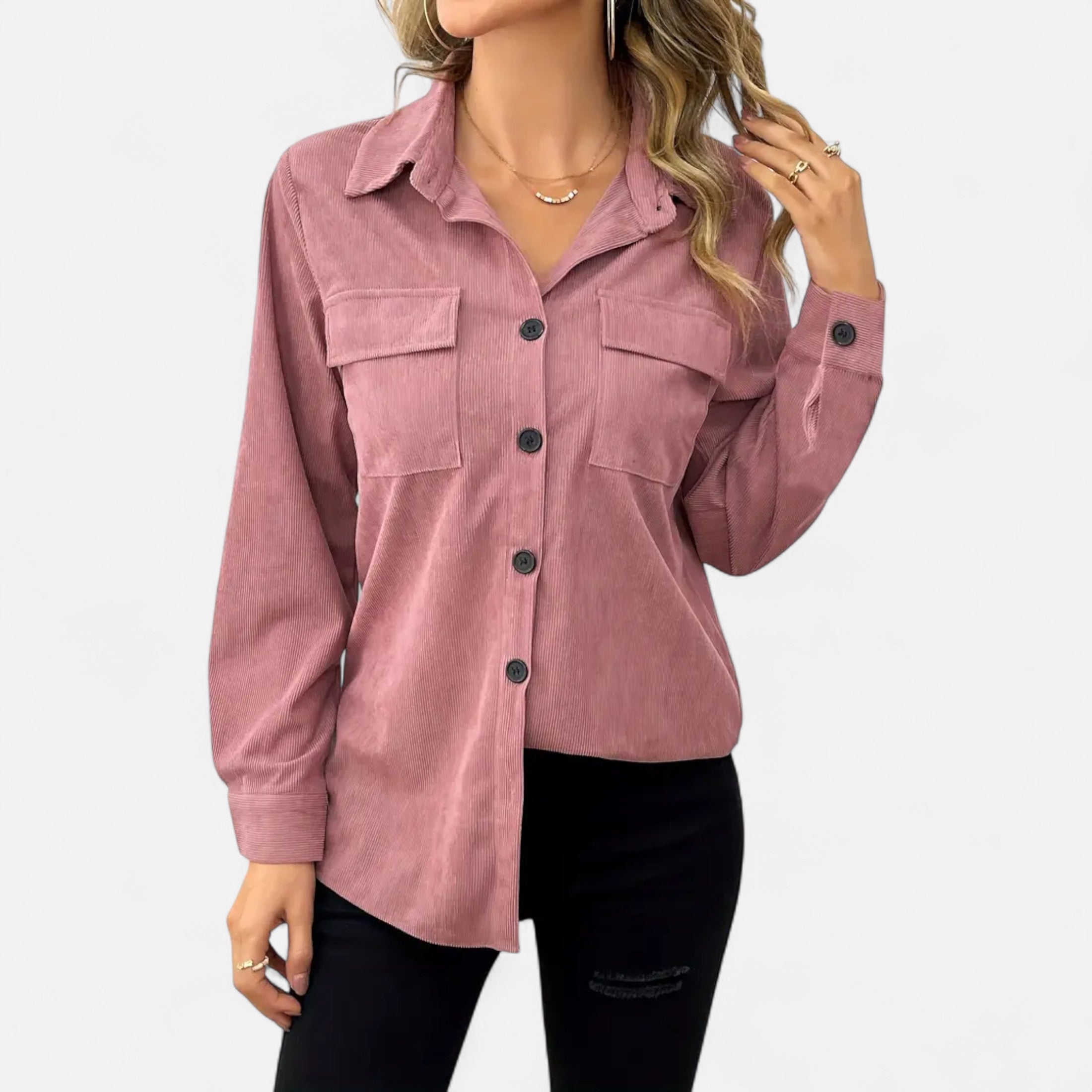 Corduroy Shirt – Flap Pockets – Smart Casual Winter Style 3